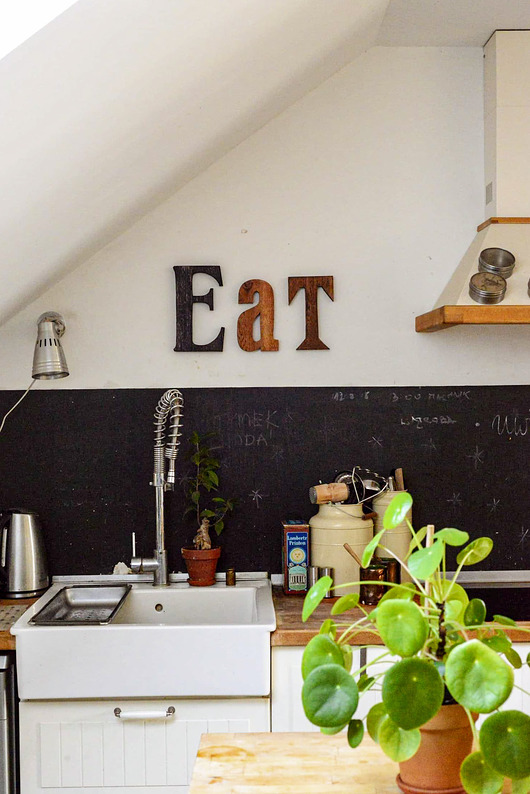 Dębowy duży napis EAT litery / typografia  Littlewood