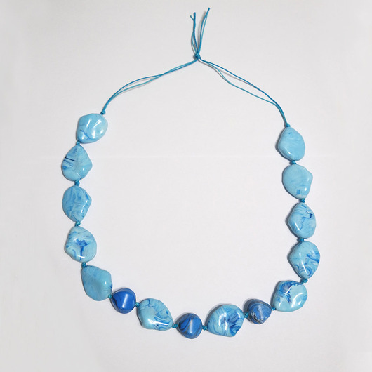 korale Naszyjnik - Niebieskie duże korale