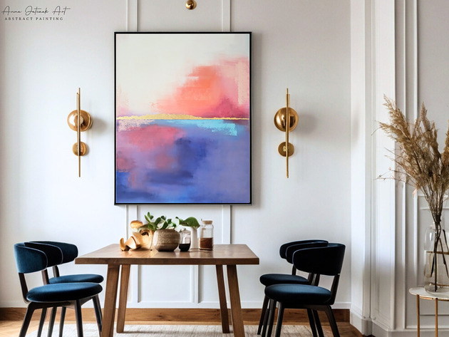 obrazy SOFT LIGHT Ręcznie malowany obraz ze złotem 70x100 cm