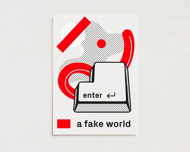 plakaty Enter a fake world/ Oryginalna grafika / poster print