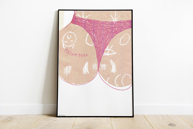 plakaty Plakat  FAJNA DUPA różowa grafika erotyka dla dziewczyny przyjaciółki