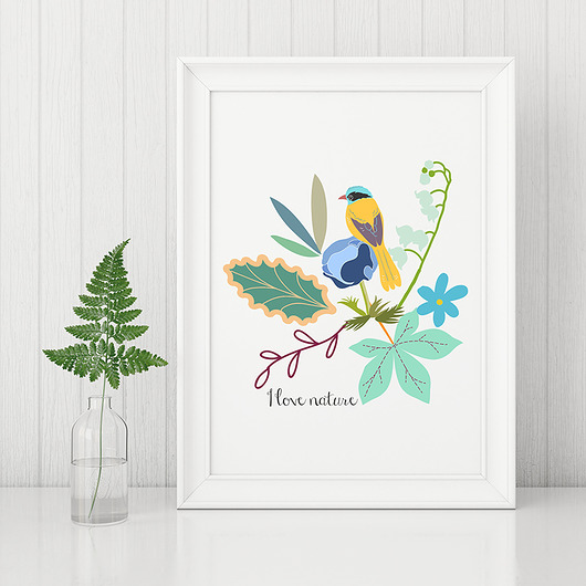 plakaty Plakat. Kwiaty i ptaki