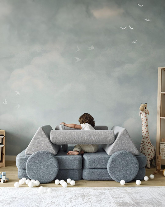 meble do pokoju dziecka Sofa modułowa dla dzieci Playlo Niebieska