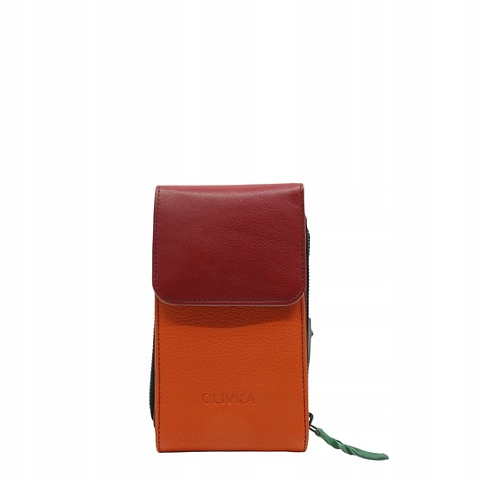 torby na ramię Torebka damska na telefon listonoszka skórzana regulowany pasek OLIVKA