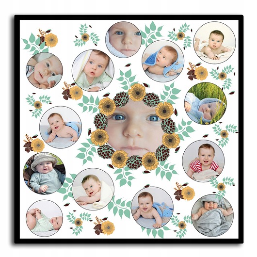 plakaty Plakat ze zdjęciami, kwiatami, personalizowany