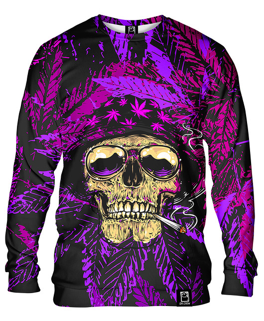 bluzy męskie Bluza Bez Kaptura Męska DR.CROW Cannabis Skull P