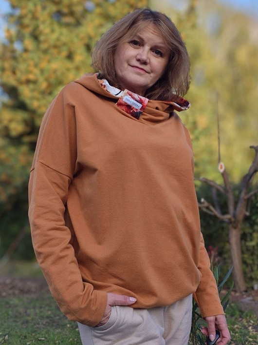 bluza z kapturem damska Bluza oversize z kapturem w kwiaty