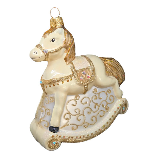bombki Ręcznie malowana bombka szklana beżowy konik na biegunach