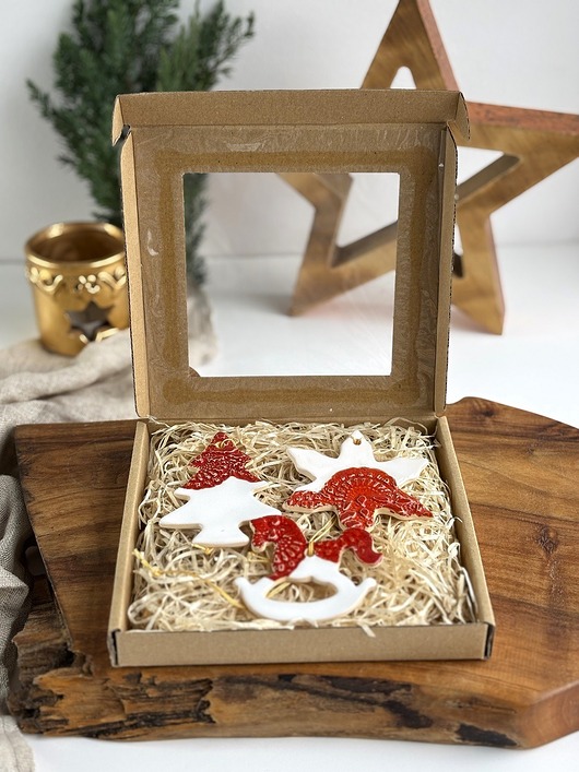 ozdoby choinkowe Zawieszki choinkowe  ceramiczne ozdoby świąteczne 3 el.