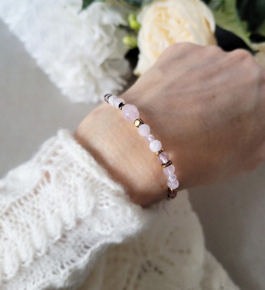 bransoletki z kamieni naturalnych KOZIOROŻEC- z kwarcem różowym Zodiakalna bransoletka