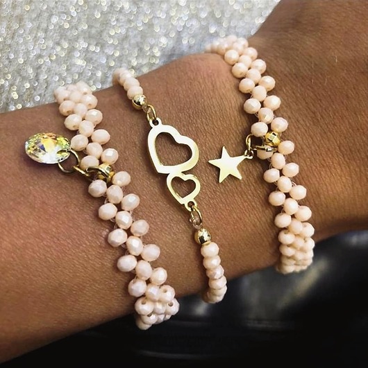 bransoletki ze szkła Komplet bransoletek Gold Creamy