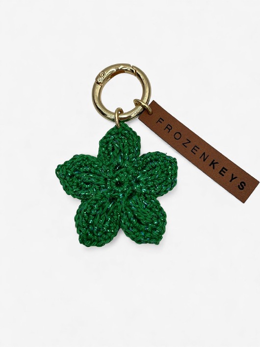 breloki Brelok Kwiat Zielony z Błyszczącą Nitką