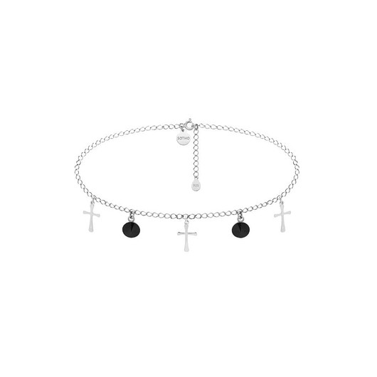Srebrny choker z krzyżykami i kryształami SOTHO