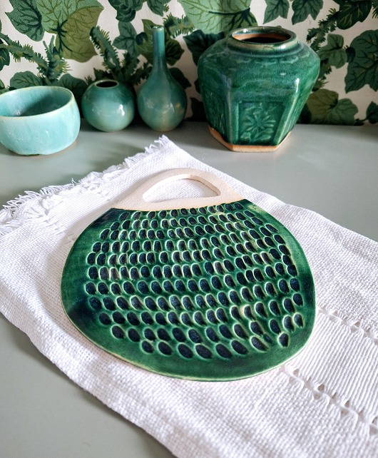 deski do krojenia i tace Podstawka ceramiczna zielona