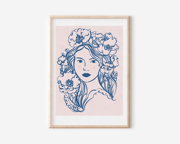 plakaty Plakat botaniczny - DZIEWCZYNA Z MAKAMI