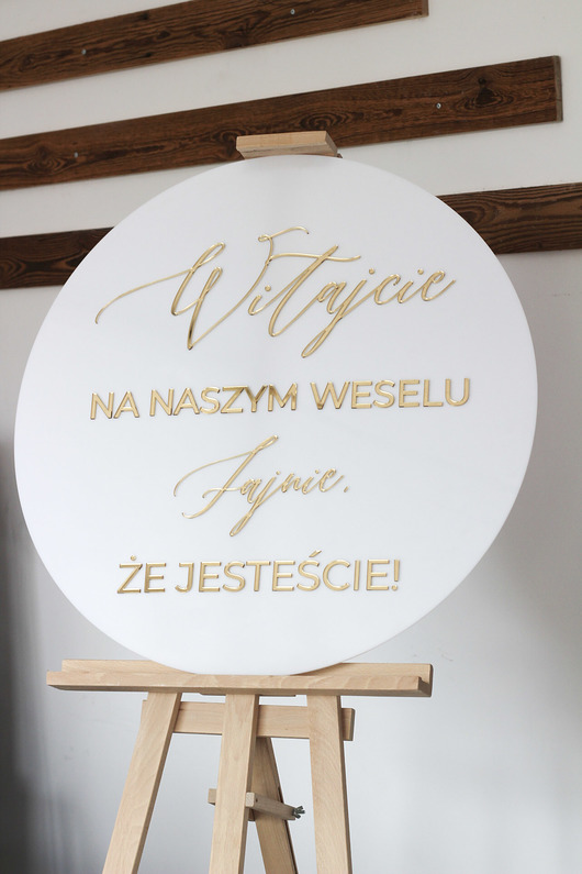 Ślub - inne Okrągła tablica z plexi, lustrzane napisy