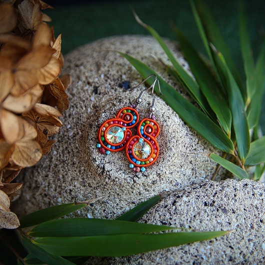 kolczyki swarovski Esme 3 - pomarańczowe kolczyki z kryształkami