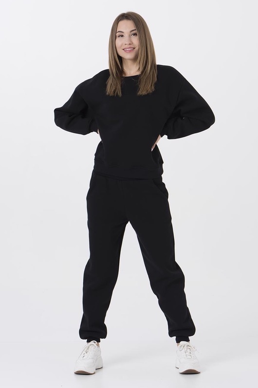 S03 CZARNY KOMPLETNY DRES OVERSIZE KLASYCZNY Ablush