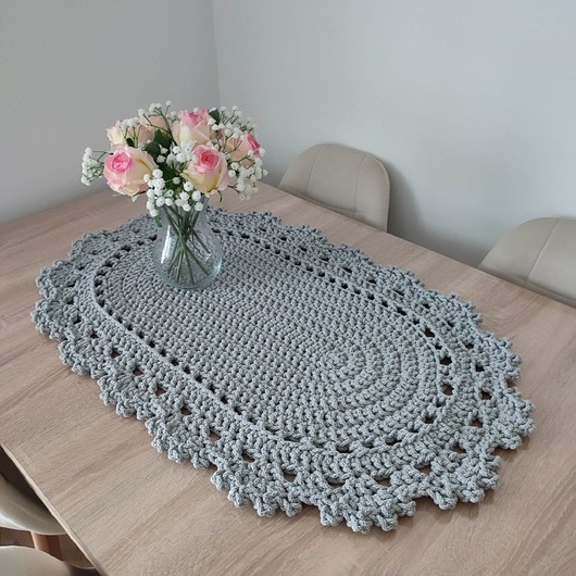 obrusy i serwetki Bieżnik owalny szydełkowy ze sznurka 50cmx90cm