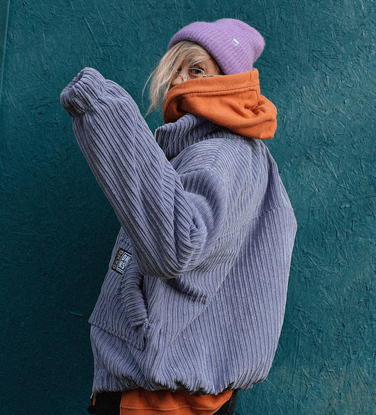 kurtki damskie Sztruksowa Kurtka Teddy Lila