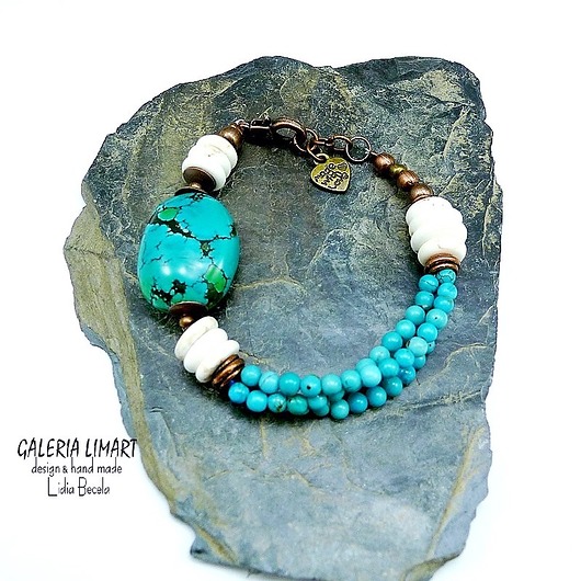 Boho chic. Bransoletka z turkusu i miedzi Galeria Limart