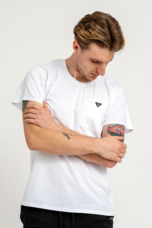 t-shirty męskie T-shirt męski gładki   z kieszonką " WILLIAM" biały