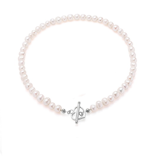 chokery Choker / naszyjnik "Heart" z naturalnych pereł- srebro 925 pozłacane