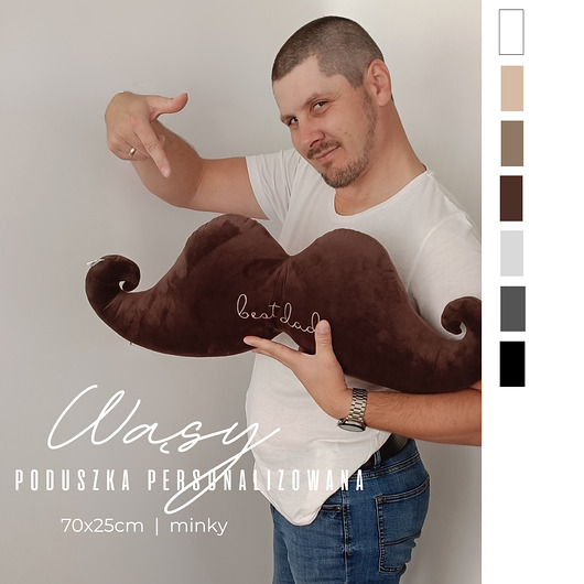 poduszki z napisami Wąsy - poduszka ozdobna  kolory  haft  prezent