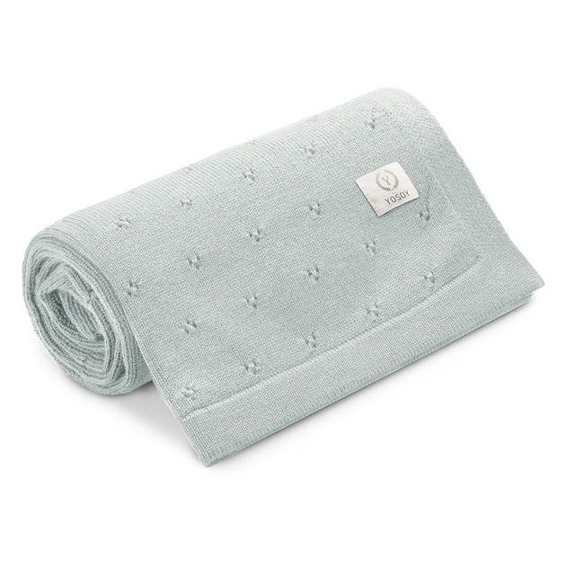 kocyki, kołderki, pościel dla dzieci Koc z wełny merino Jersey Szałwia