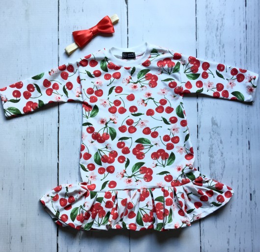 Sukieneczka w wisienki i opaska KG Handmade
