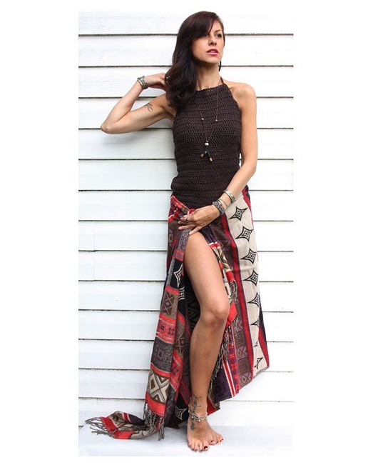topy damskie Top boho   handmade czekoladowy brąz