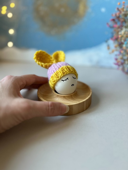 ozdoby wielkanocne Czapeczka z uszami zająca na jajka wielkanocne - 1 szt.