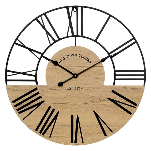 zegary Zegar wiszący metalowy, MDF 70 cm, AUER