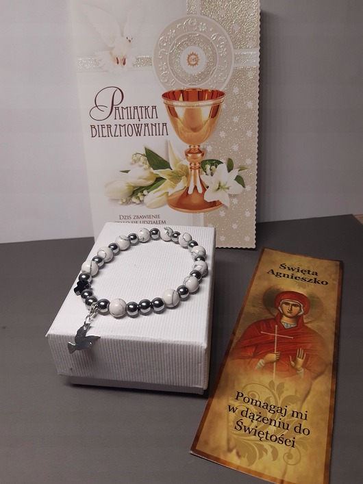 biżuteria różna Pamiątka Bierzmowania Bransoletka różaniec Zestaw