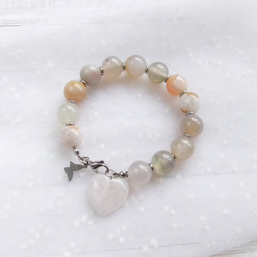 bransoletki z kamieni naturalnych Bransoletka agat i kwarc