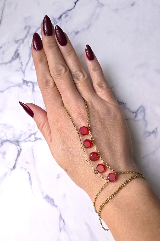 bransoletki ze szkła Bransoletka z pierścionkiem Glass Stones 2w1