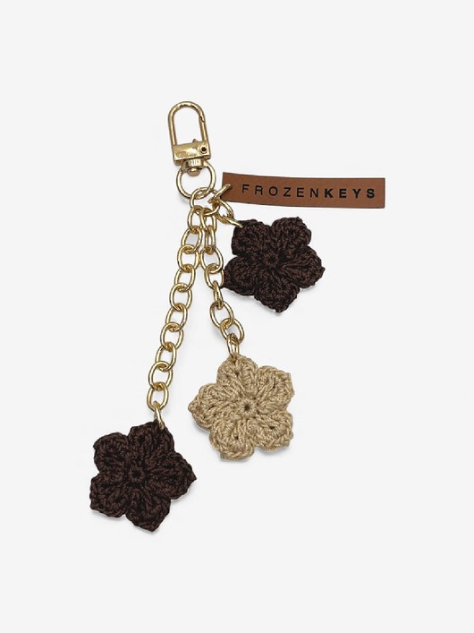 breloki Brelok Trzy Kwiatki - Ecru i Czekolada