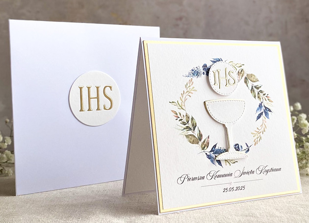 kartki na komunię Kartka na komunię z ozdobną kopertą, 84c