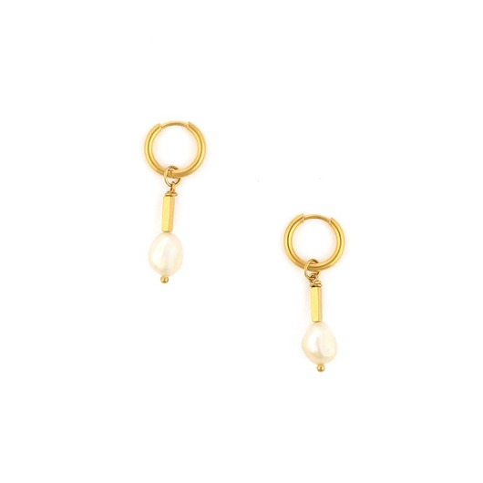 kolczyki - inne Kolczyki koła - Perła i Hematyt złote hematyty