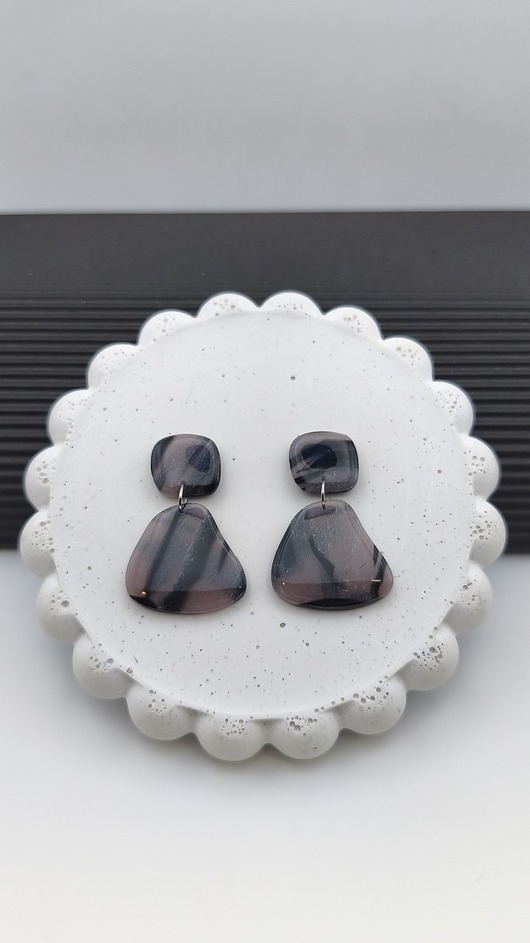 kolczyki z masy plastycznej Kolczyki VELA szylkretowe wiszące