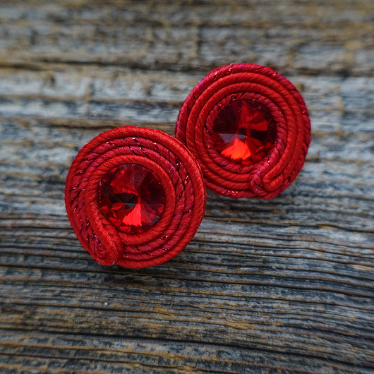 kolczyki soutache Czerwone  kolczyki soutache
