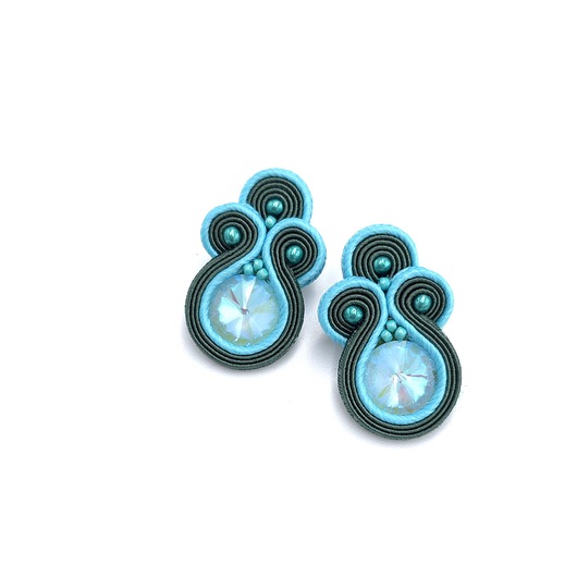 kolczyki soutache Kolczyki sutasz sztyfty turkusowo zielone klasyczne Holly