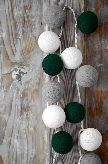 Qule Lampki Cotton Balls Light Love Green qule