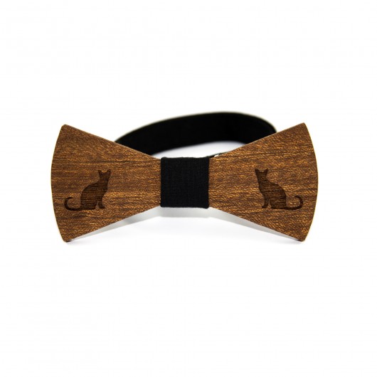 Muszka drewniana - kot  The Bow Bow Ties