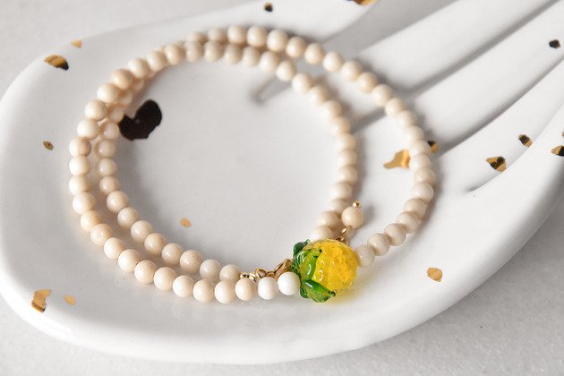 naszyjniki - inne Naszyjnik z kamieniem rzecznym i cytrynką