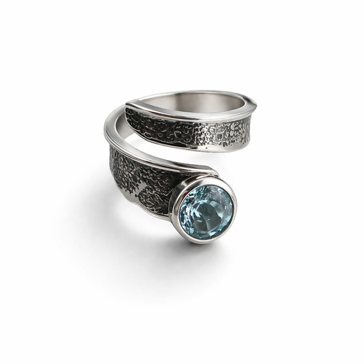 pierścionki srebrne Pierścionek srebrny Modern z Akwamarynem, regulowany