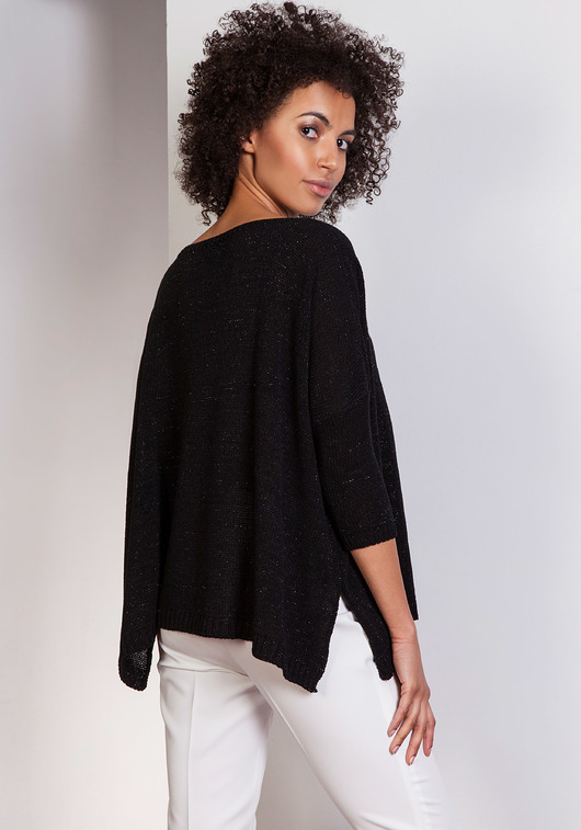 Sweter oversize,SWE114 czarny Lanti