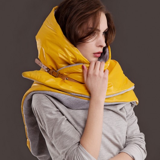 Dwustronny Puchowy Szal Chusta Etola PU YELLOW CADOaccessories