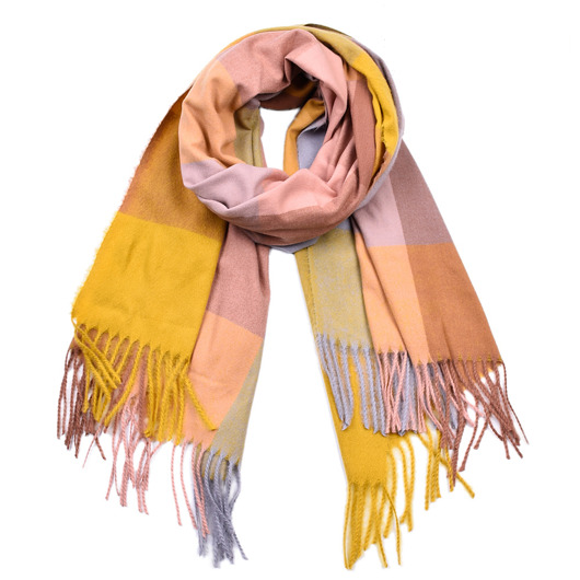 szale damskie Szalik Damski kaszmirowy wełna różowy szary