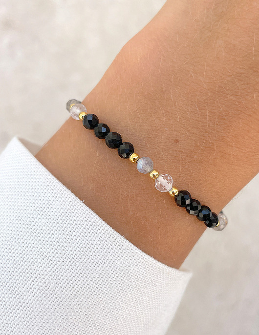 bransoletki z kamieni naturalnych Talizman - czarny turmalin, kryształ górski, labradoryt